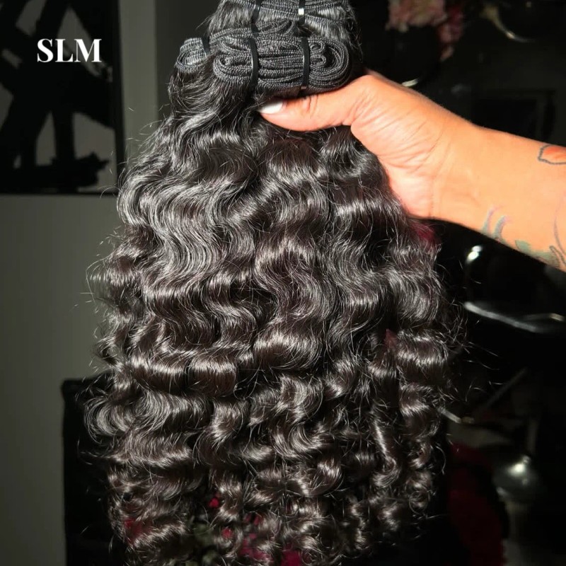 Raw Cambodian Natural Wavy Hair Bundles Unprocessed Raw Indian Curly