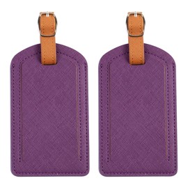 Premium Colored Luggage Tags for Luggage, Travel Bags and Suitcases by Adventure Goods - Purple (Pack of 2)