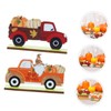 CAXUSD 2pcs Wooden Truck Gnome Pumpkin Sign for Autumn Home