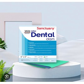 Sanctuary Dental Dam Latex, Powder-Free, Green Spearmint Scented, 6"x6" Pack of 36 Heavy Gauge 0.22mm (Product of Malaysia)