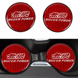 Mugen 2Pcs Mugen Red Carbon Fiber Car Cup Holder Pad Water Cup Slot Non-Slip Mat