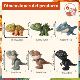 6 PiezesTíteres de Dedos,Juguetes de dinosaurio para morder los dedos,Mini Figuras de Dinosaurios para Títeres,Juegos de Rompecabezas Familiares,Regalos de Cumpleaños y Coleccionables para Niños