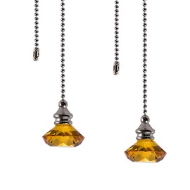 LONGSHENG Ceiling Fan Pull Chain Set - 2 pieces Amber Diamond Fan Pull Chains 20 Inch Ceiling Fan Chain Extender with Chain Connector Home Wedding Decor Ornament Pendant