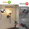Battery Operated Crystal Wall Sconces Set of 2, Black Wireless