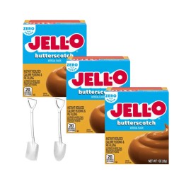 Jell-O Pudding 1oz Box(3-Pack) Mini Shovel Spoons (Zero Sugar Butterscotch)