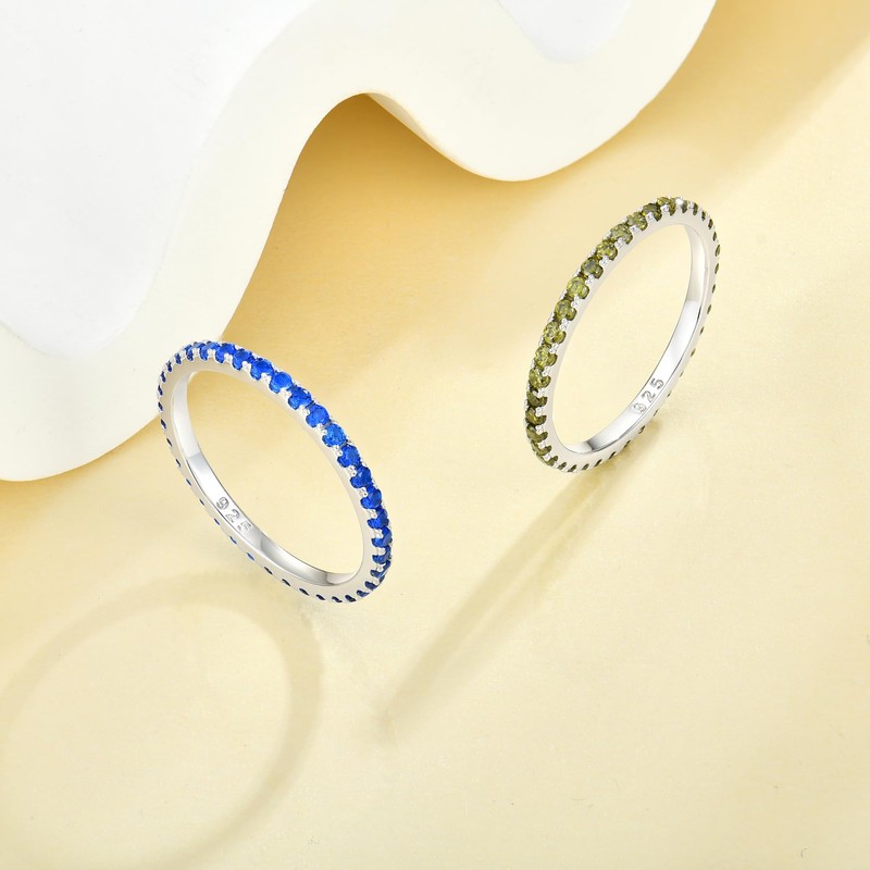 YL Stackable Ring 925 Sterling Silver Stacked Rings 1.5mm Created