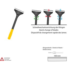 Green Home Premium Paint Scraper 30 cm Wallpaper Scraper [Quick Change Device] - 100 mm - Yellow Handle