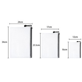 Vicloon Plastic Wallets, 15Pcs A4 A5 A6 Zip Lock Bags, Mesh Document Wallet Document Folders Plastic Pockets Zipper File Wallet for School Office Homework Travel Storage Bags (Color Zipper)