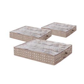 Compactor RAN9818 Set of 3 Under Bed Storage Shoes Dustproof Rivoli Series Brown Polypropylene EVA 76 x 60 x 15 cm