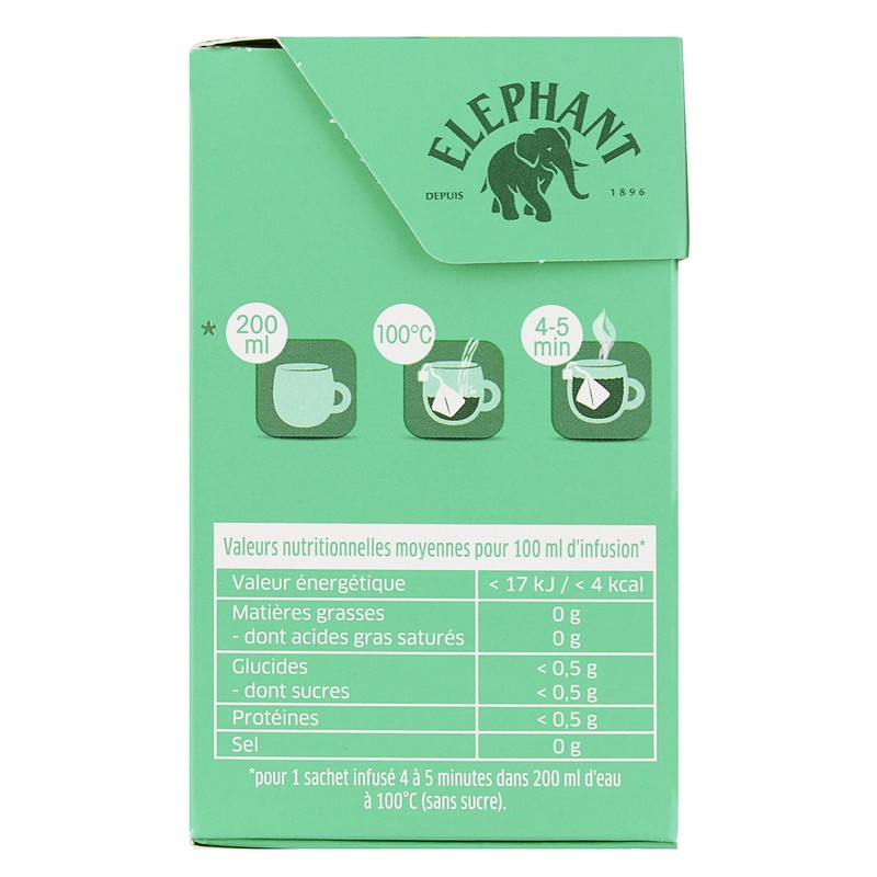 Elephant Herbal Tea Bags Organic Flavored Tea with Verbena Mint