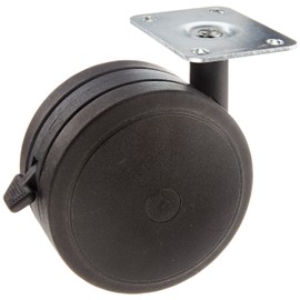 Shepherd Softech Series 125mm Diameter Soft Tread Unhooded Twin Thermoplastic Elastomer Wheel Swivel Caster with Brake, 3-3/4" Length x 2-5/8" Width Plate, 225 lbs Capacity, Black