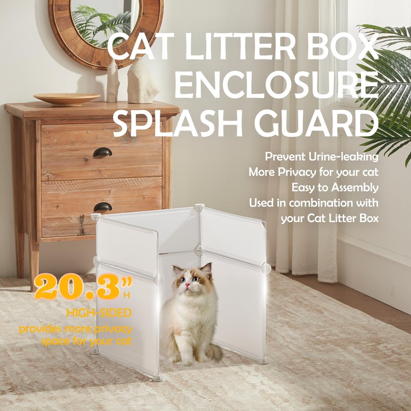MEEXPAWS Cat Litter Box Enclosure Splash Guard Large 18.9L ×