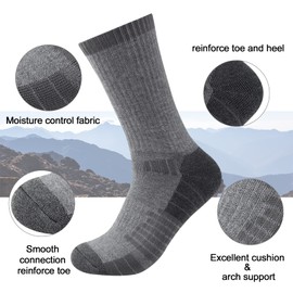 COOVAN Mens Crew Socks Moisture Wicking Thick Cushion Athletic Work Socks for men 5 Pairs
