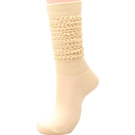 Galsang Women's socks Women's Knee-High Socks for Women,Soft Long Scrunch Cotton Boot Socks,#K3006 (US, Numeric, 5, 10, Regular, Regular, Beige Knee High)