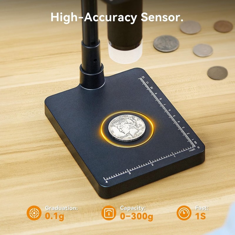 Elikliv EDM4C Coin Microscope with Scale：4.3" Digital Microscope with Adjustable