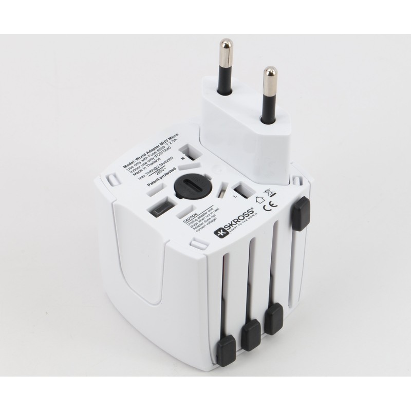 Skross World Travel Adapter Muv Micro Swiss Design. Smallest 2-Pole