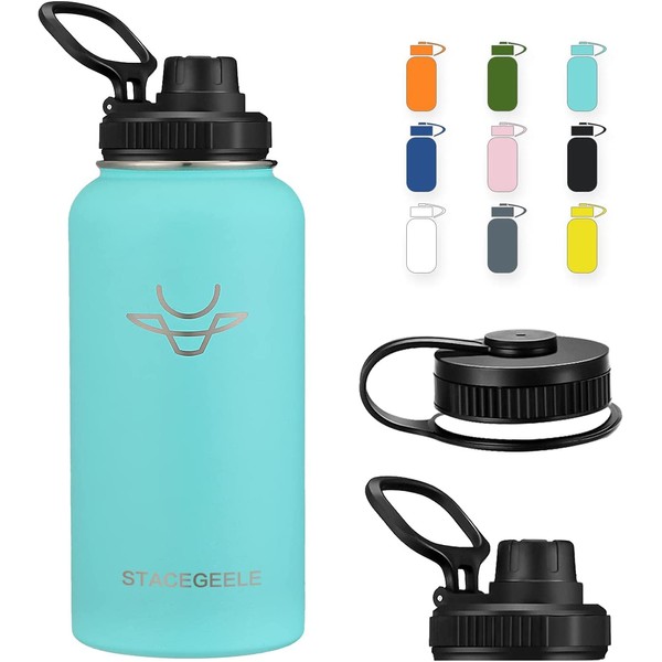 STACEGEELE Insulated Vacuum Water Bottle with Spout Lid & Screw
