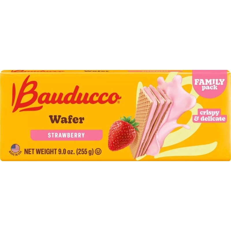 "Bauducco" Bauducco Strawberry Wafer Cookies 9.0 oz - Indulgent 3-Layer
