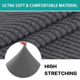 Turquoize High Stretch Cushion Cover Sofa Cushion Furniture Protector for Sofa Seat Sofa Slipcover Sofa Cover Soft Flexibility with Elastic Bottom (Chair Cushion Covers, Charcoal Gray)