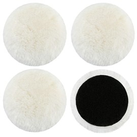 OMJMYY 4-Piece 125 mm Wool Polishing Attachment Compatible with Random Orbital Sanders with Velcro Wool Polishing Pads, Car Polishing Hoods, Lambskin Lambskin Polishing Discs Wool Polishing Pad for