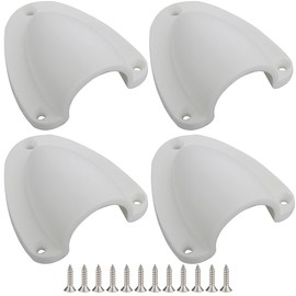 4 Pcs Large Nylon 3" Marine Wire Cable Vent Cover, ClamShell Vent for Boat, Smooth Edge thickness 1/8", Size: 3" x 2-1/2", Wire Vent Cover, Clamshell Vent, Free Installation Screws, White
