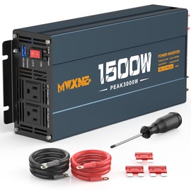 MWXNE 1500W Power Inverter, 12V DC to 120V AC Converter with Dual AC Outlets,QC3.0 18W USB and 30W Type-C, Car Inverter for Truck RV Home - Navy Blue/Black