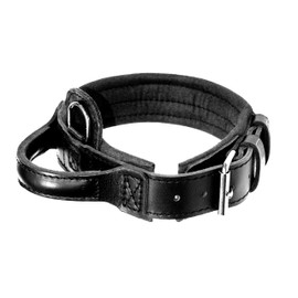 Dingo Gear S04022 Leather Collar for Dogs "Drago" Amortized Black with Handle Handmade 56-64 cm