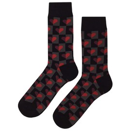 SockFly Half Heart Dress Socks Funny Novelty Crazy Fun Design Men Size 8-12 Cotton Casual Crew Colorful Funky Fancy Socks Gift for Men