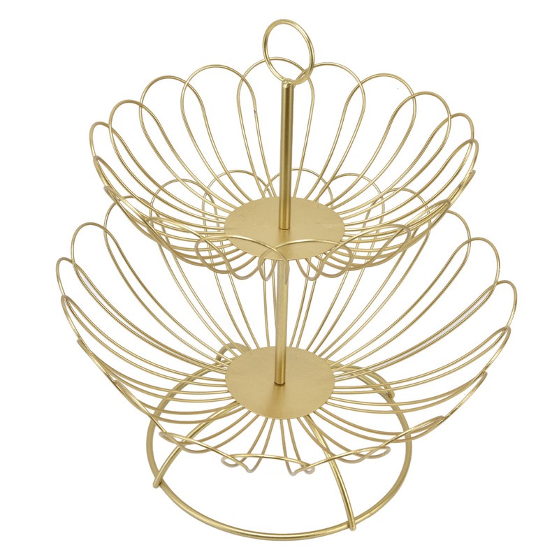 2 Tier Fruit Bowl Modern Nordic Design Geometric Detachable Gold