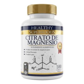 Healthy Superfoods Citrato De Magnesio Premium 500mg 100 Capsulas Sabor Natural