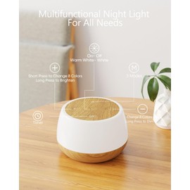 Bonsery Kids Night Light Touch, Rechargeable Bedside Lamp Stepless Dimmable, 3 Modes & 9 Colors Changing, Portable Touch Table Lamp with Timing & Memory, Soft Eye Caring Night Lamp for Adults