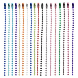 QUARKZMAN Colourful Ball Beads Chain Metal Ball Chain for Hanging Ornament Jewellery Necklace Dog Tag Key Ring Christmas Decoration Pack of 100