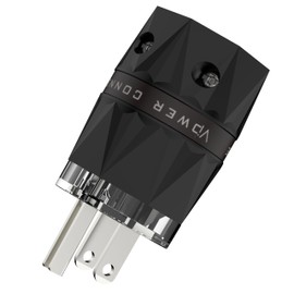 Viborg HiFi Power Connector, Rhodium-Plated Copper, Non-Magnetic, 15A/125V AC Mains Plug, Audio Grade, Set Screws, Hi-End US Power Cord Connector