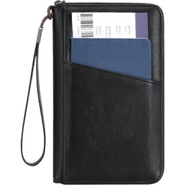 Lumbor37 Porta Pasaporte, RFID para Pasaporte Familiar, Organizador de Documentos de Viaje, Capacidad para 4 Pasaportes – Negro
