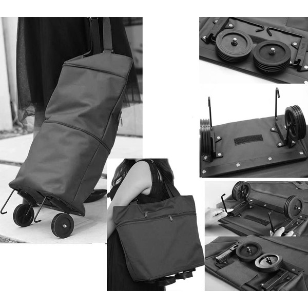Upgrade Shopping Bag with Wheels Portable Trolley Bags Grocery Cart