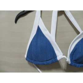 Seafolly Australia Women's Block Party Slide Tri Denim Swim Top - US 4/XS