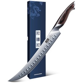 HOSHANHO Carving Slicing Knife, 10 Inch Japanese High Carbon Steel Brisket Knife with Ergonomic Pakkawood Handle, Razor Sharp Curved Butcher Breaking Knives for Meat Cutting