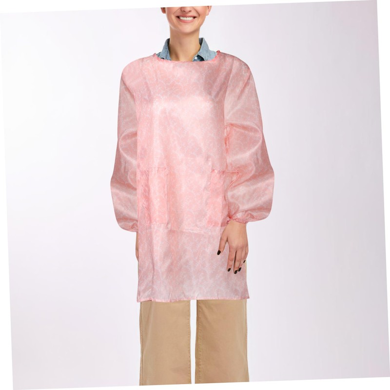 Healeved Long Sleeve Oilproof Apron for Women Flower Pattern Smock