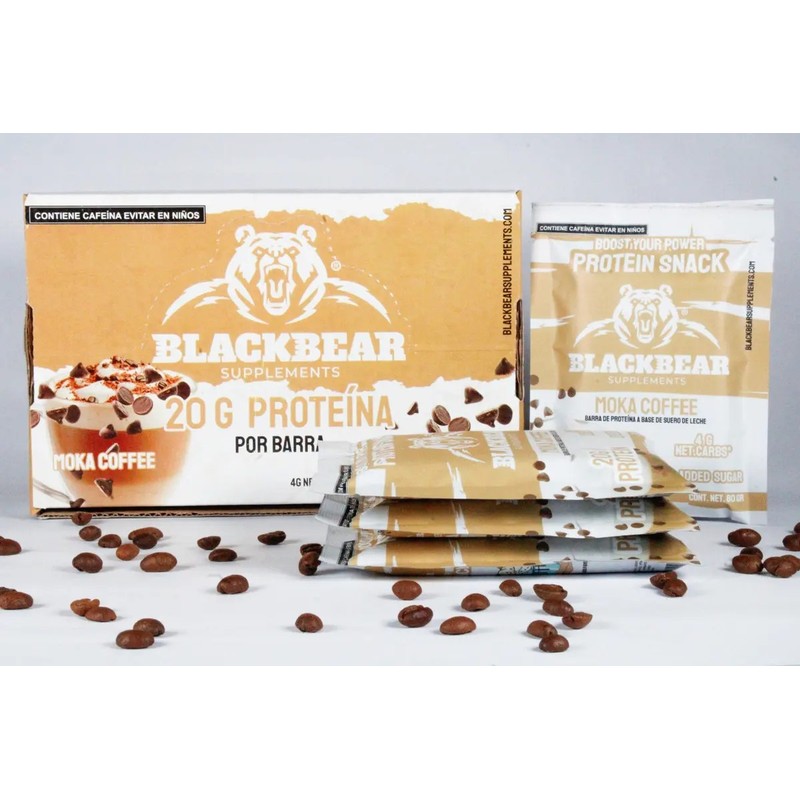 Caja Con 10 Barras De Proteina Sabor Moka Coffe Blackbear