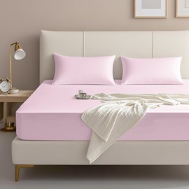 FreshCulture Twin Fitted Sheet Only – Premium Hotel-Quality Fitted Sheet for Twin Bed – Ultra Soft & Breathable Brushed Microfiber – Elegant Black Box Packaging (Pink)