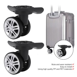 Keenso 1 Pair Luggage Steering Wheels Suitcase Swivel Castors Replacement A19 Mute Double Row