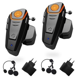 Bluetooth Headset System of 1000 m of a New Generation of Motorcycle Helmet Bluetooth Headset Universal Waterproof Walkie Talkie 2 or 3 riders and 2.5 mm Audio MP3 FM Radio, GPS free Hands (2 Piece)
