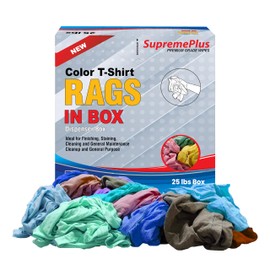 SupremePlus Premium Color Knit Cleaning Cloths (25 lbs. Compressed Box) – Shop Rags Bulk for Workshops, Mechanics, Painters, and Home Use, Multipurpose Cotton T-Shirt Rags