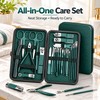 24-Piece Stainless Steel Manicure Pedicure Set – Green Nail Clippers,