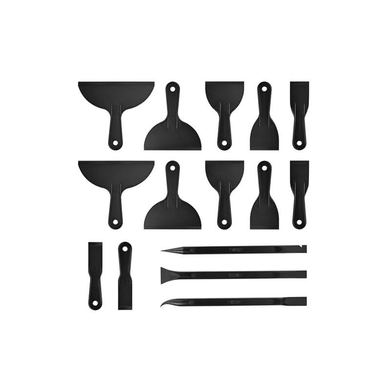 15 Pack Plastic Putty Knife Scraper Set - 6 Sizes