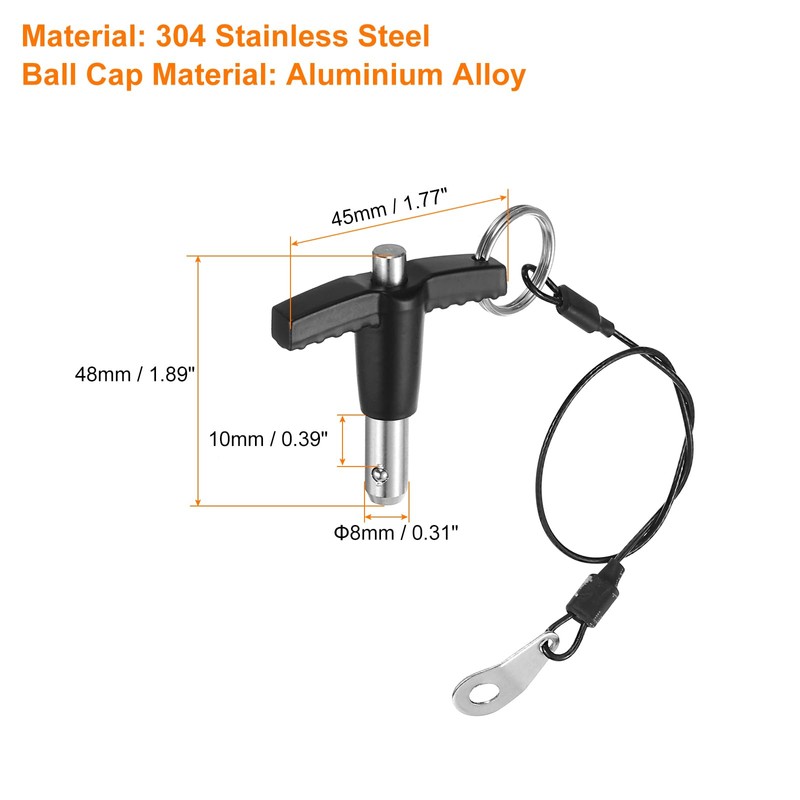 QUARKZMAN T-Handle Locking Pins, 8 mm x 10 mm Quick