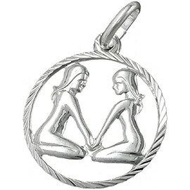 Jewelry pendant zodiac sign Gemini from 925 silver 15mm