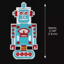 Unbranded ROBOT IRON ON PATCH 3.125" Blue Red Kids Clothes Backpack Hat Jacket Embroidered