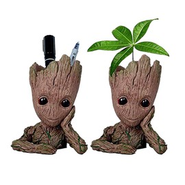 2PCS 6'' Baby Groot Flowerpot Succulent Planter Pot Pen Holder Cute Desk Decor Garden Home