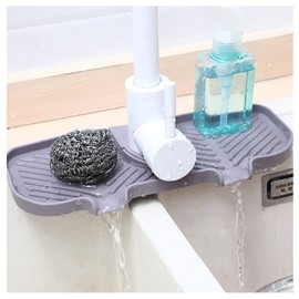 Yurika Drainer Mat, Faucet Drainer Mat, Kitchen Faucet Sink, Waterproof, Anti-Slip, Convenient Storage, Kitchen Utensils, Gray